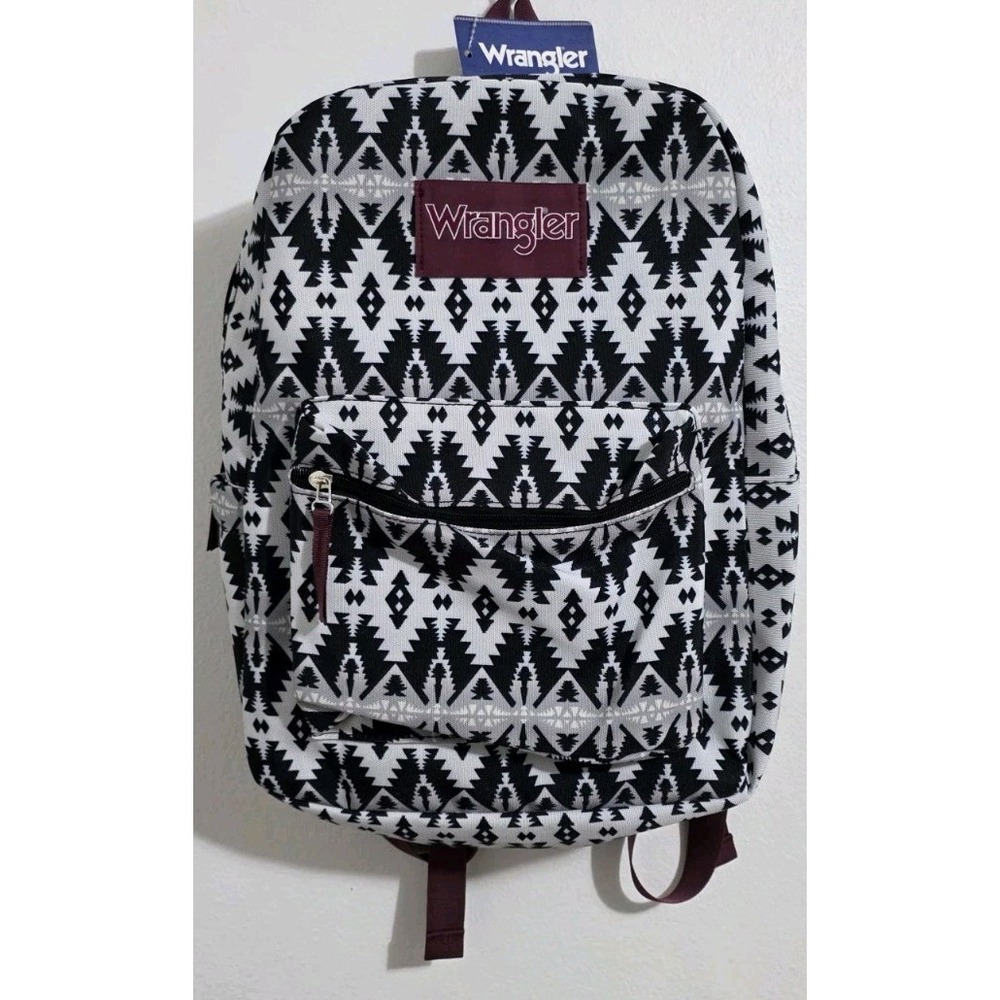 Wrangler Full Size‎ Backpack Aztec Tribal Print School College Books Black White